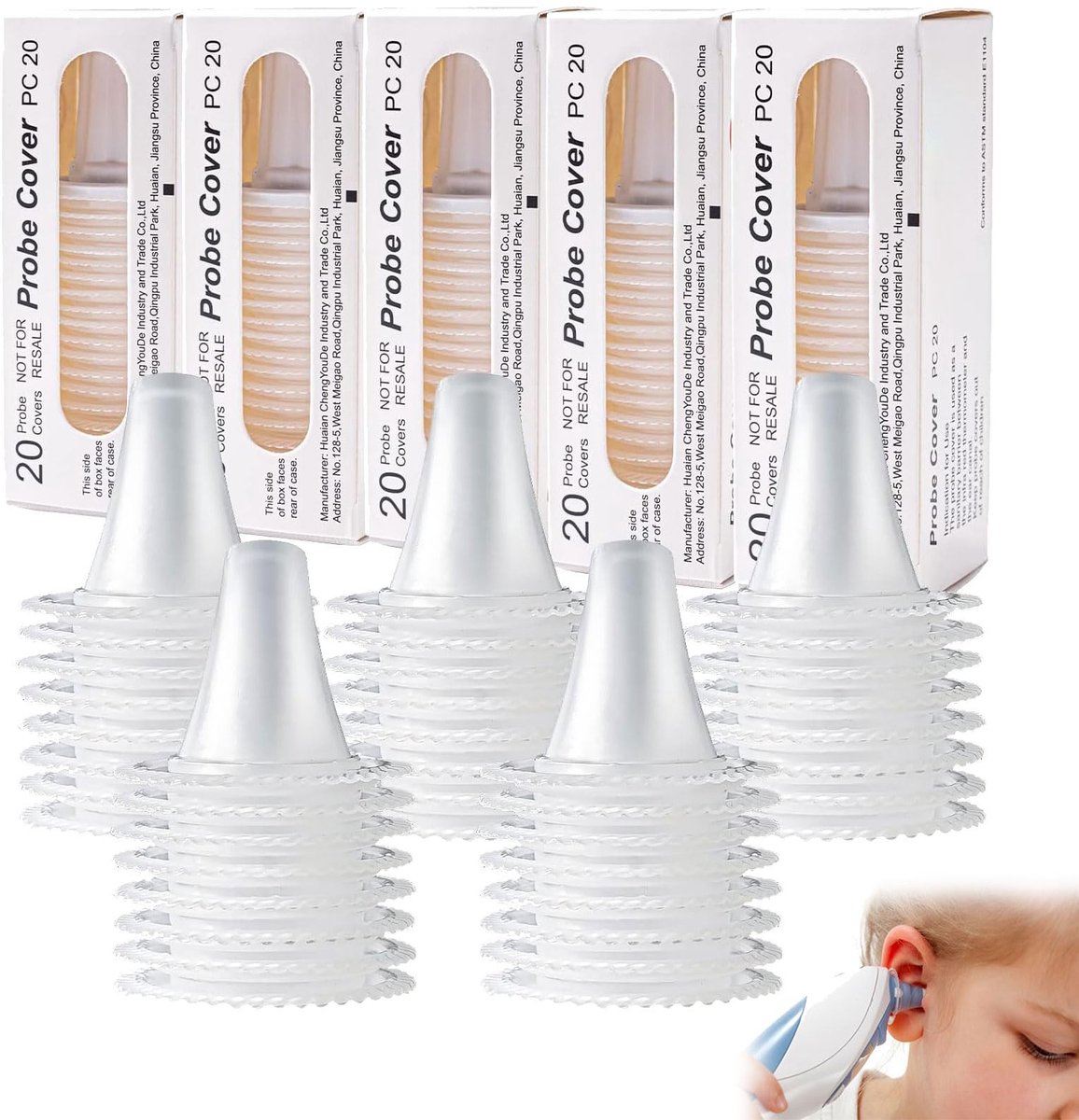 Dailygoods- Beschermdoppen 100 Stuks - Thermoscan Beschermkap - Oorthermometer Doppen - Veilig en Gezond - 100% Recyclebaar - Flexibel Kunststof - Thermometerdoppen