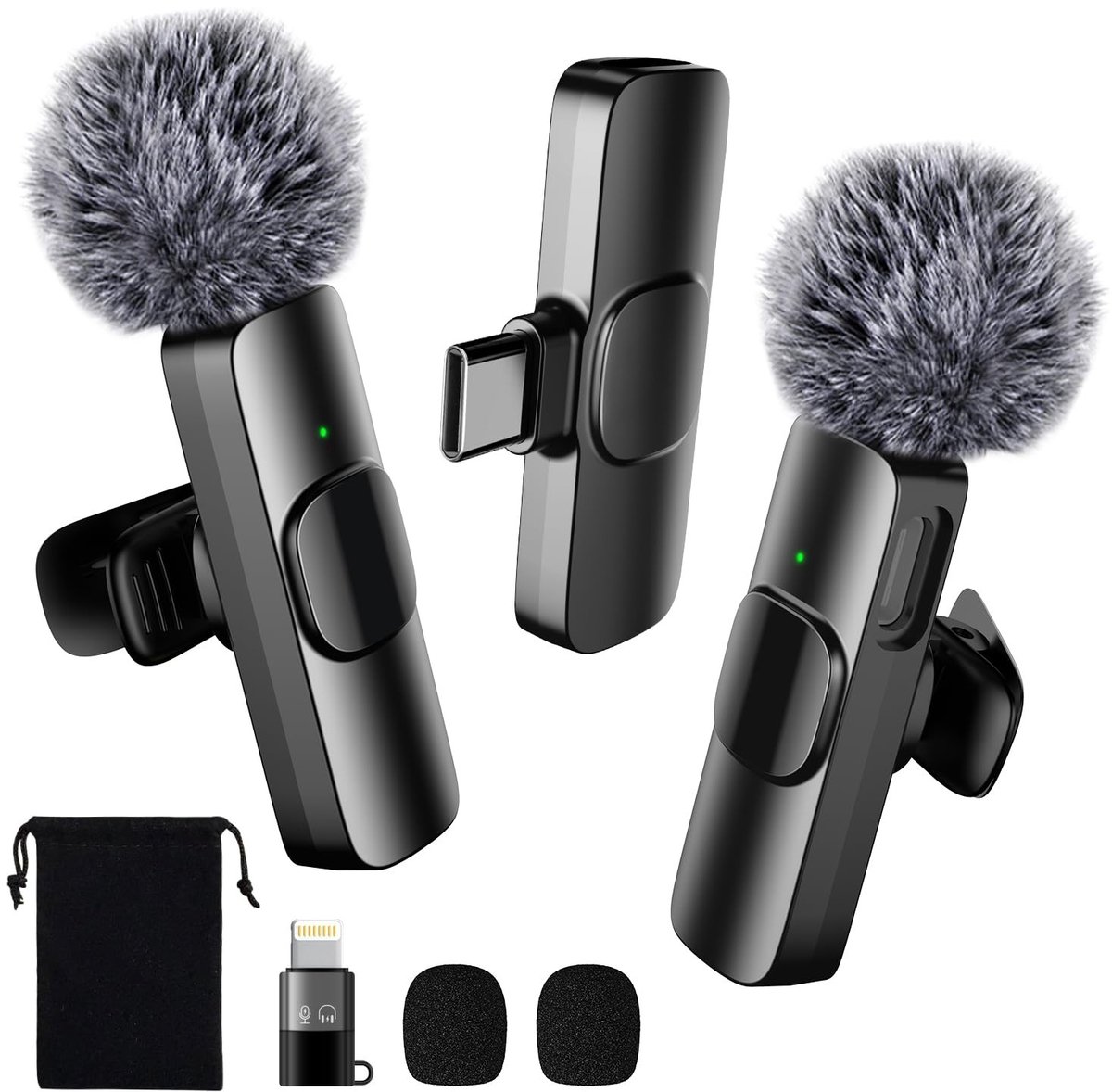 Dailygoods- Lavalier Microfoon Draadloos - Microfoon voor iPhone/iPad/Android - Mini-Microfoon voor Video-opnames - Ruisonderdrukking - Opbergtas inbegrepen