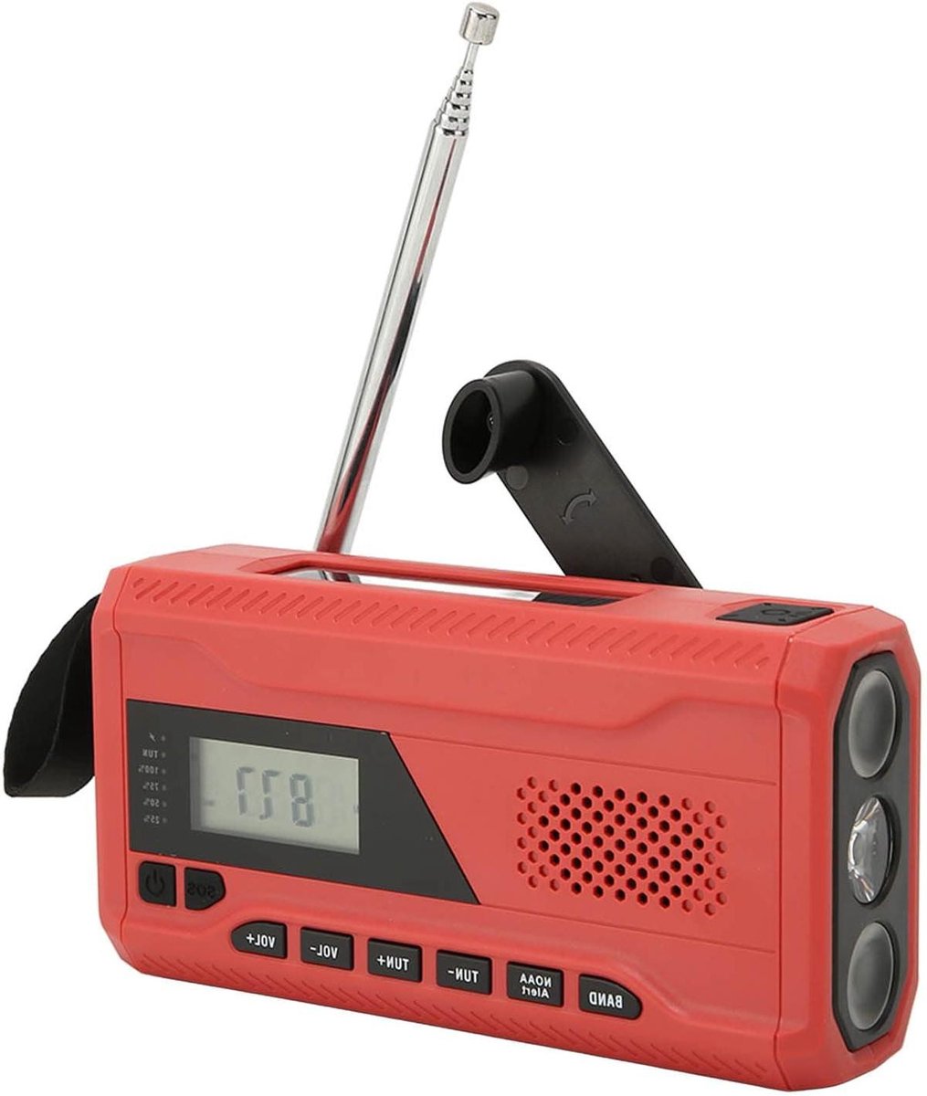 Noodradio Crank - Handzwengel Radio - Outdoor Hulp - Multifunctioneel Alarm - 18 x 10 x 6 cm - Zwart