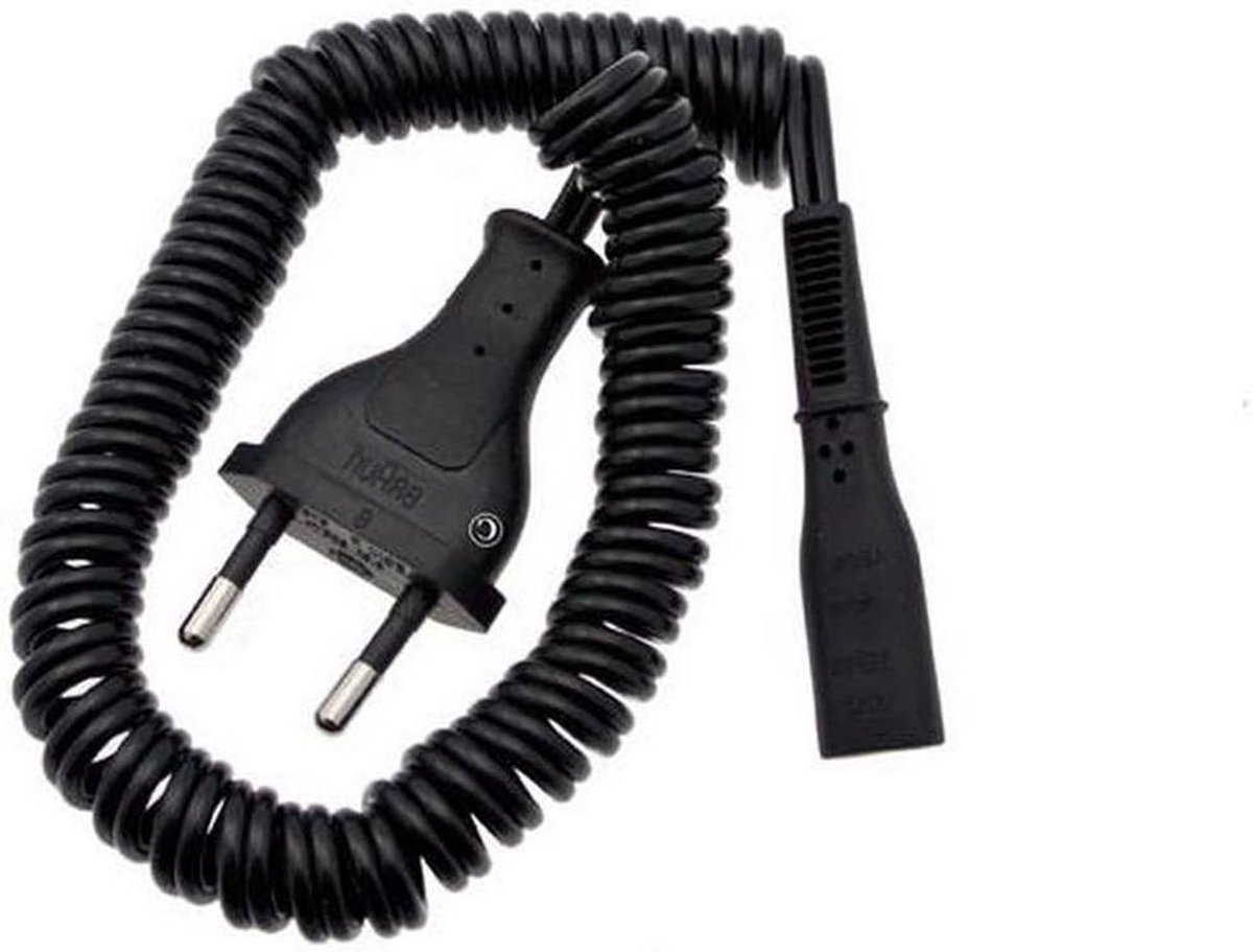 Netkabel Scheerapparaat - Netsnoer Adapter - Apparaat Opladen - Universele Stekker - 220 V - Zwart