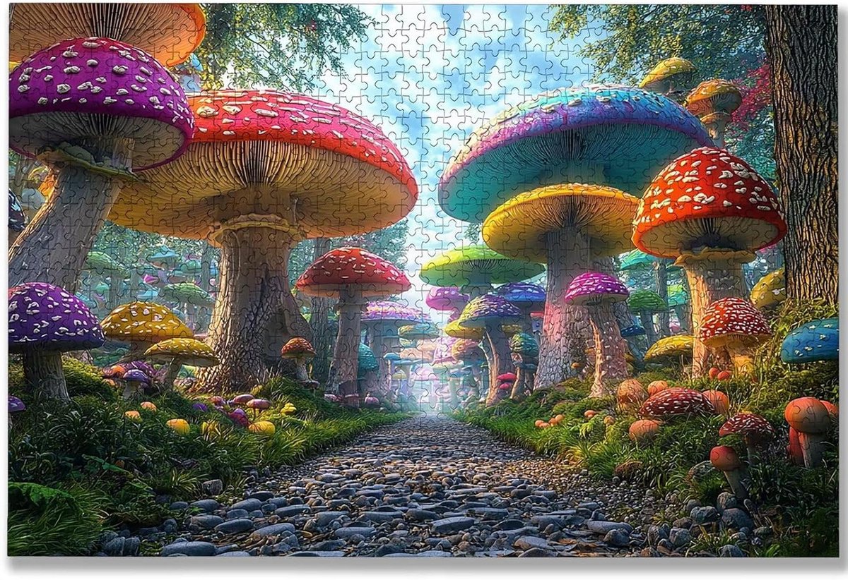 Paddenstoelpuzzel 5000 - Houten Legpuzzel - Ontspannen Hobby - Met Opbergdoos - 156 x 105 cm - Meerkleurig