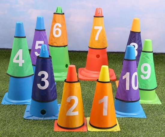 Genummerde Kegelhoezen - Trainingsmarkers Voetbal - Sporttraining Verbeteren - 10 Stuks Set - 9.7 cm Diameter - Meerdere Kleuren — afbeelding 5