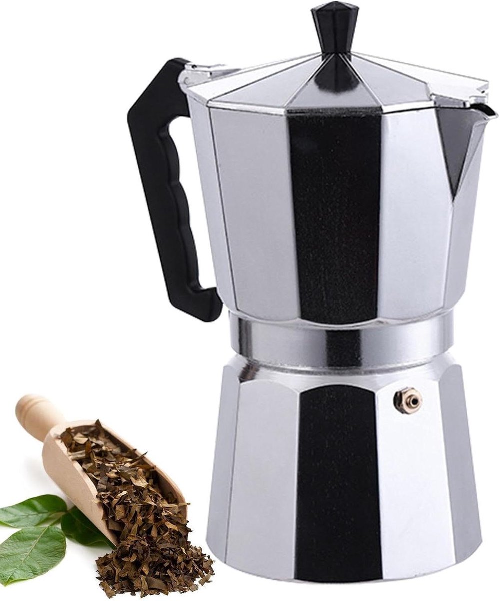 Italiaanse Koffiepot - Percolator Mokkapot - Koffie Zetten - Achtzijdige Aluminium Vorm - 100 ml - Zilver
