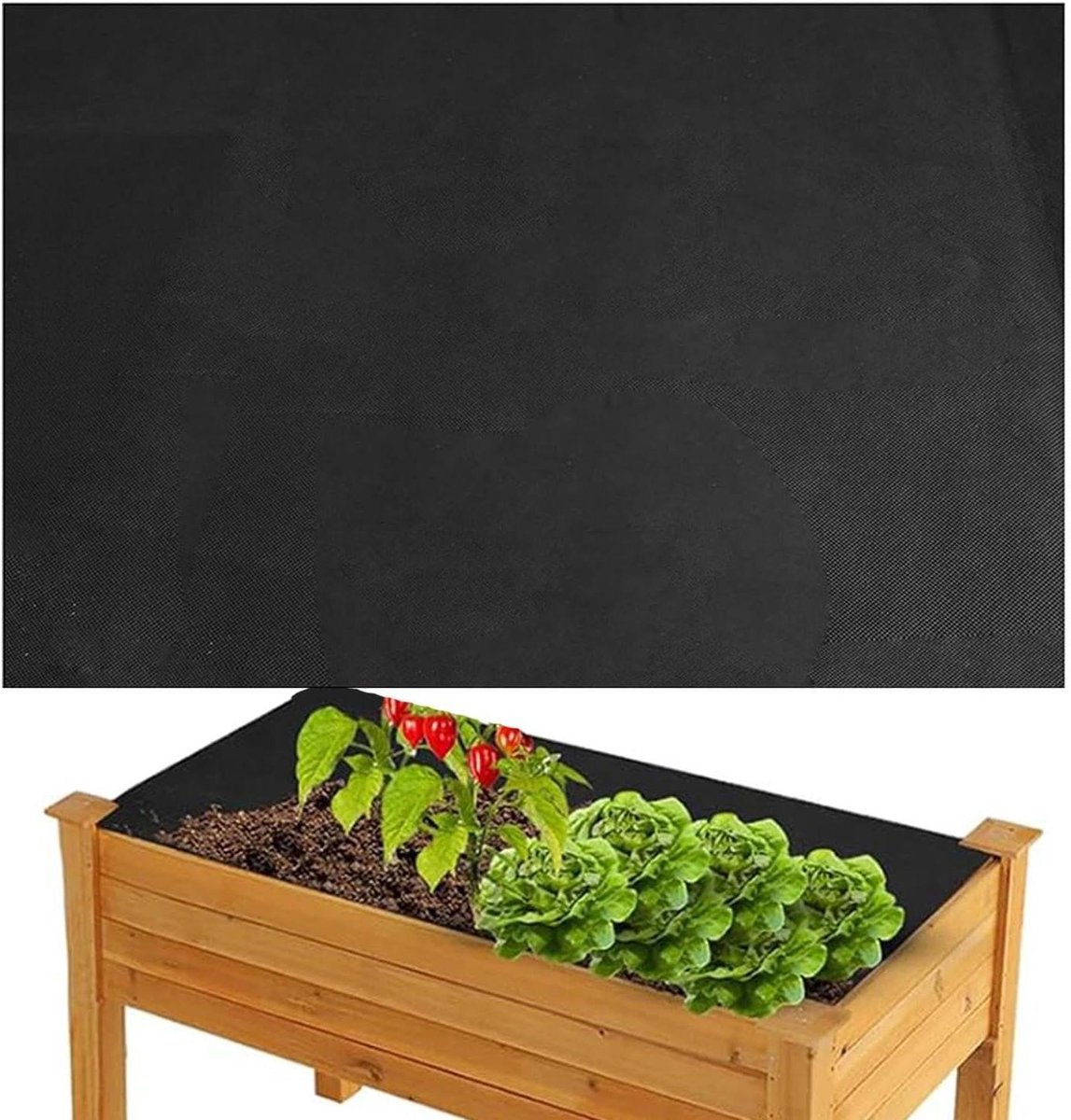 Tuinbed voering - Beschermende mat - Onkruid voorkomen - Sterk non-woven materiaal - 160x210cm - Zwart