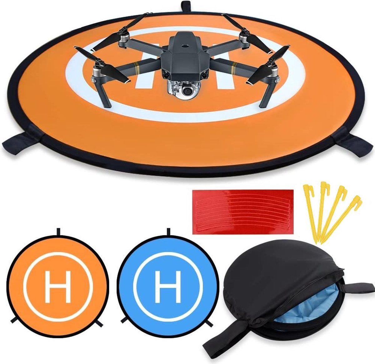 Ryoudavell - Draagbaar Universele Drone Landing - Pad Waterdichte Helipad 75 cm / 29.53 inch Oranje / Blauw
