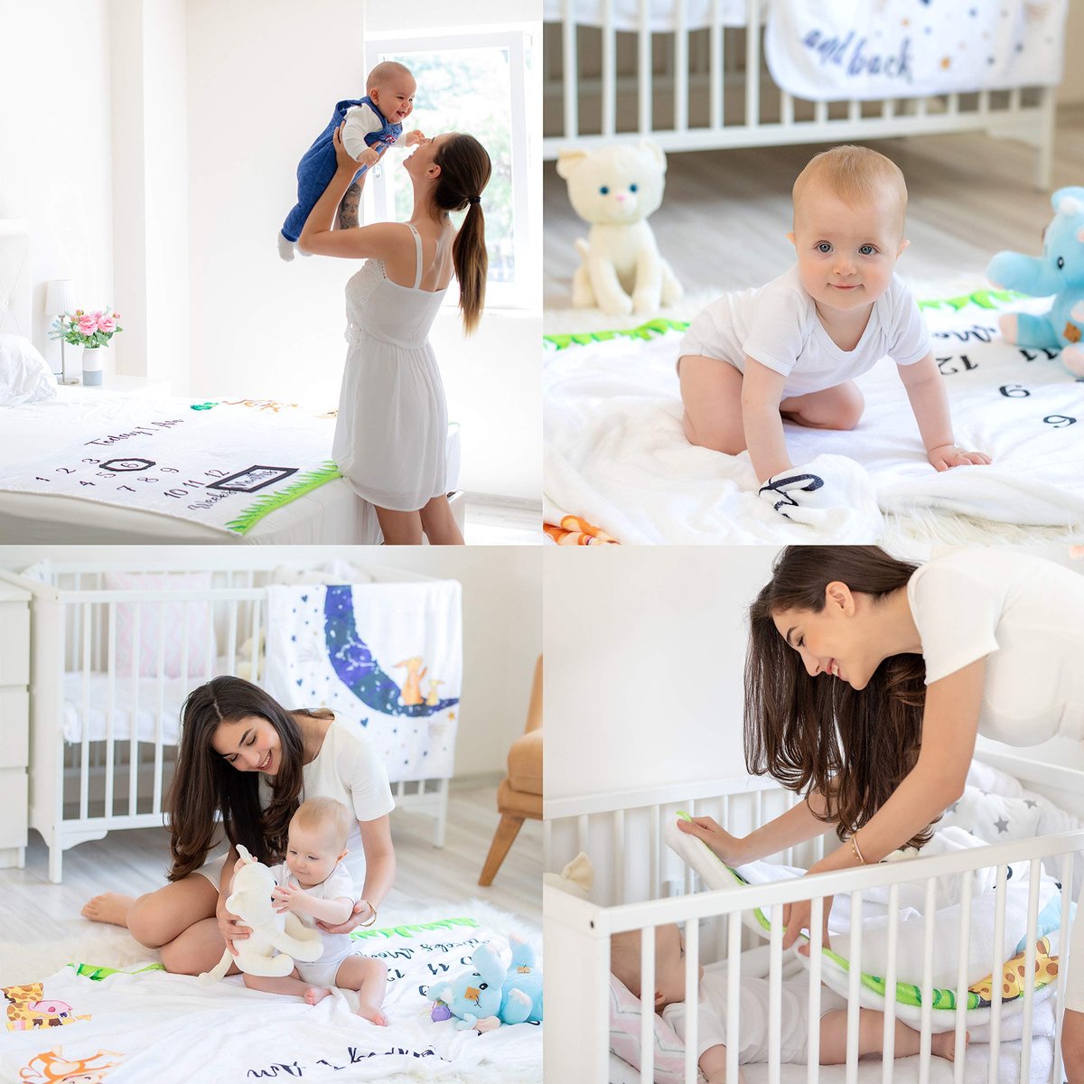 SnelShoppen - Babymaanddeken voor jongens en meisjes, uniseks fotodeken, zacht en dik, groot formaat, ideaal voor fotoshoots en herineringen