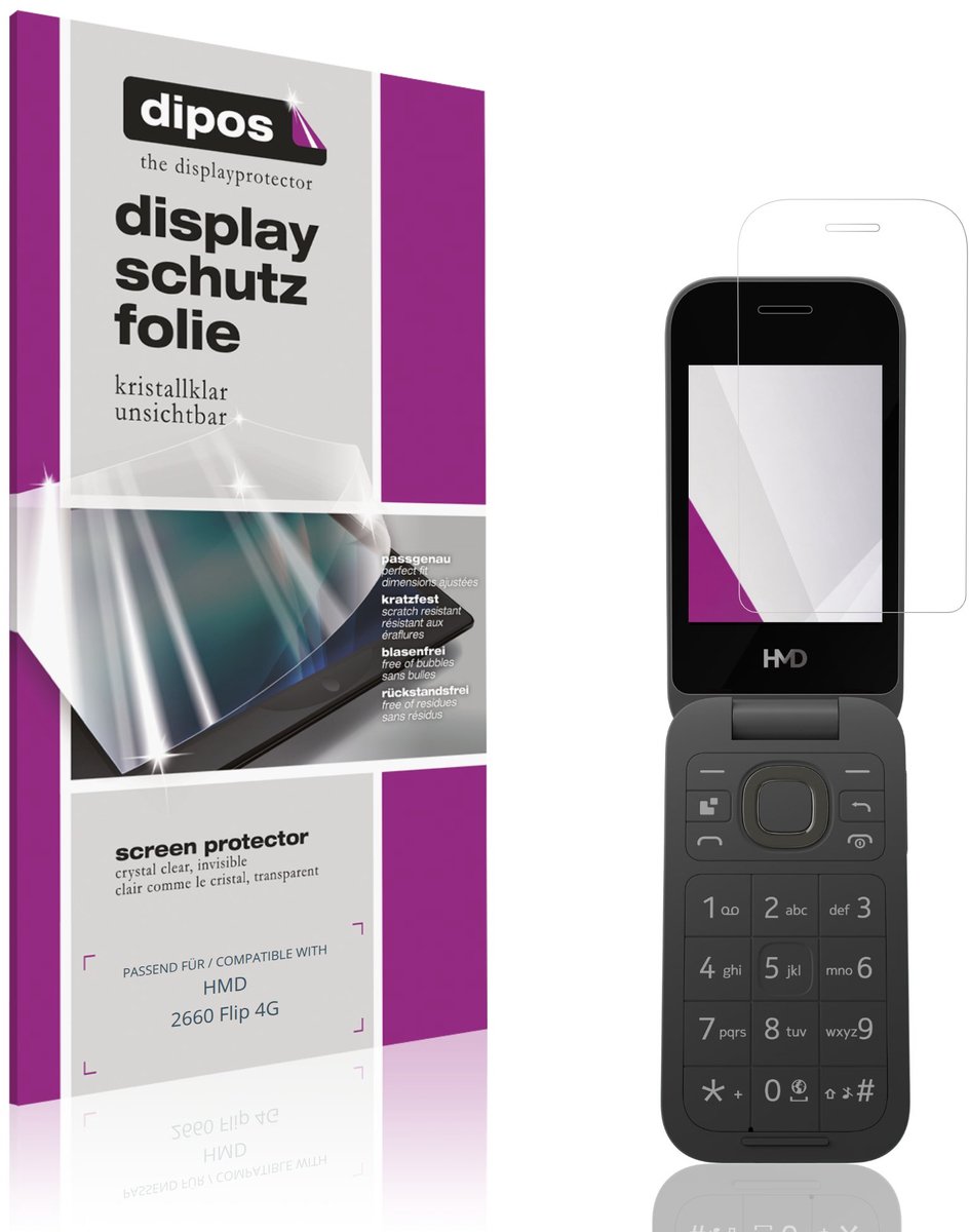 dipos – 4x Beschermfolie geschikt voor HMD 2660 Flip 4G | Krasbestendige & heldere Screenprotector Ultra-Thin