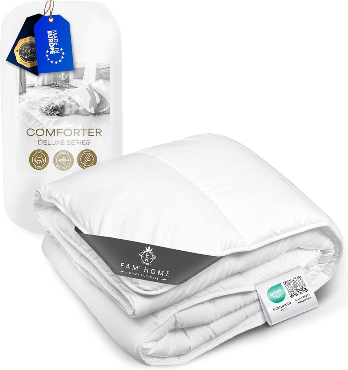 SnelShoppen - Microvezel Dekbed 200x200 cm Wasbaar Wit Hypoallergeen Ademend Materiaal Minimaal Onderhoud voor Comfortabel Slapen