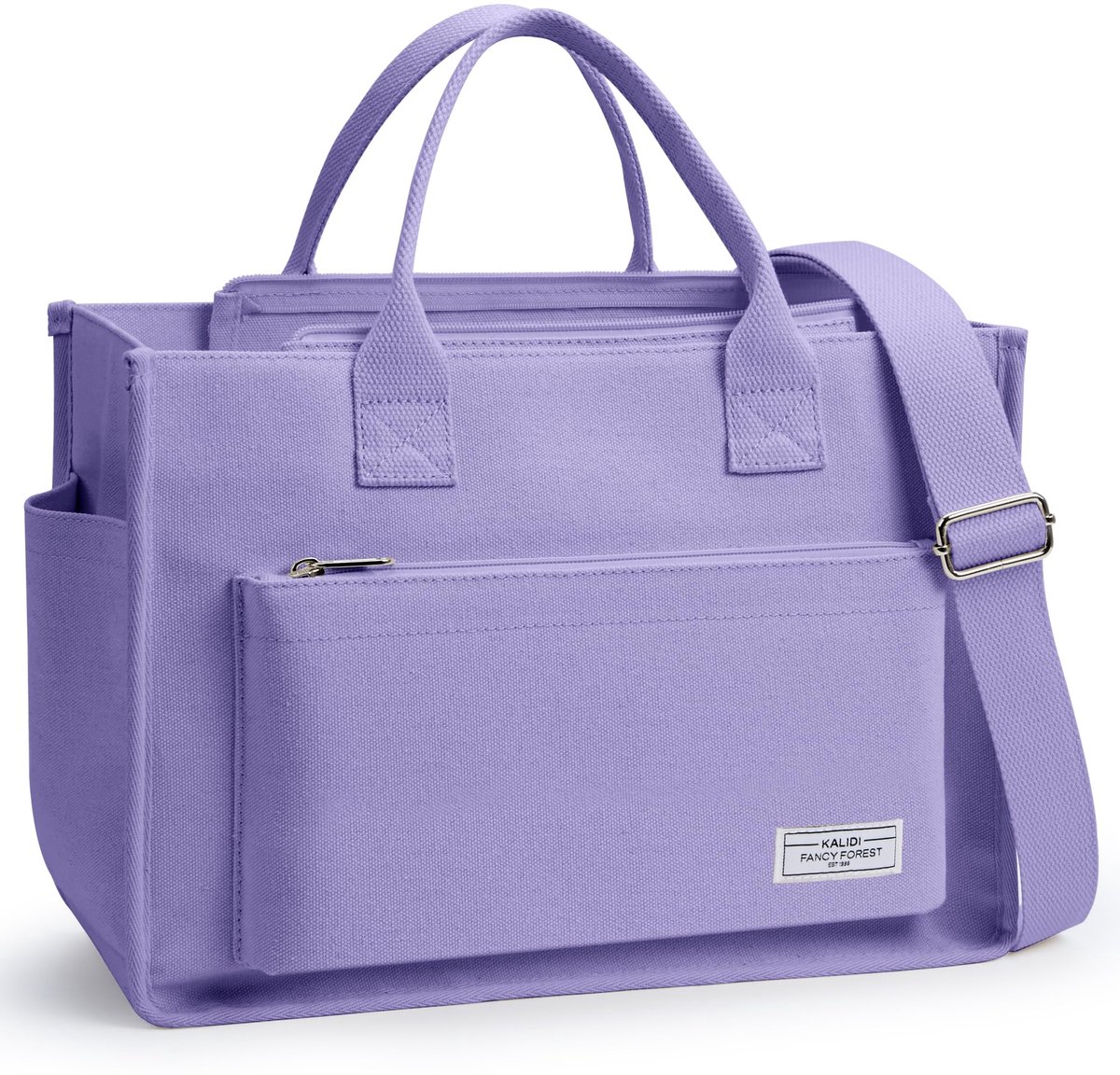SnelShoppen - Fancy Forest KALIDI Shopper tas voor dames, grote canvas werktas, handtas, schoudertas, crossbody tas, tote bag, paars, medium voor werk
