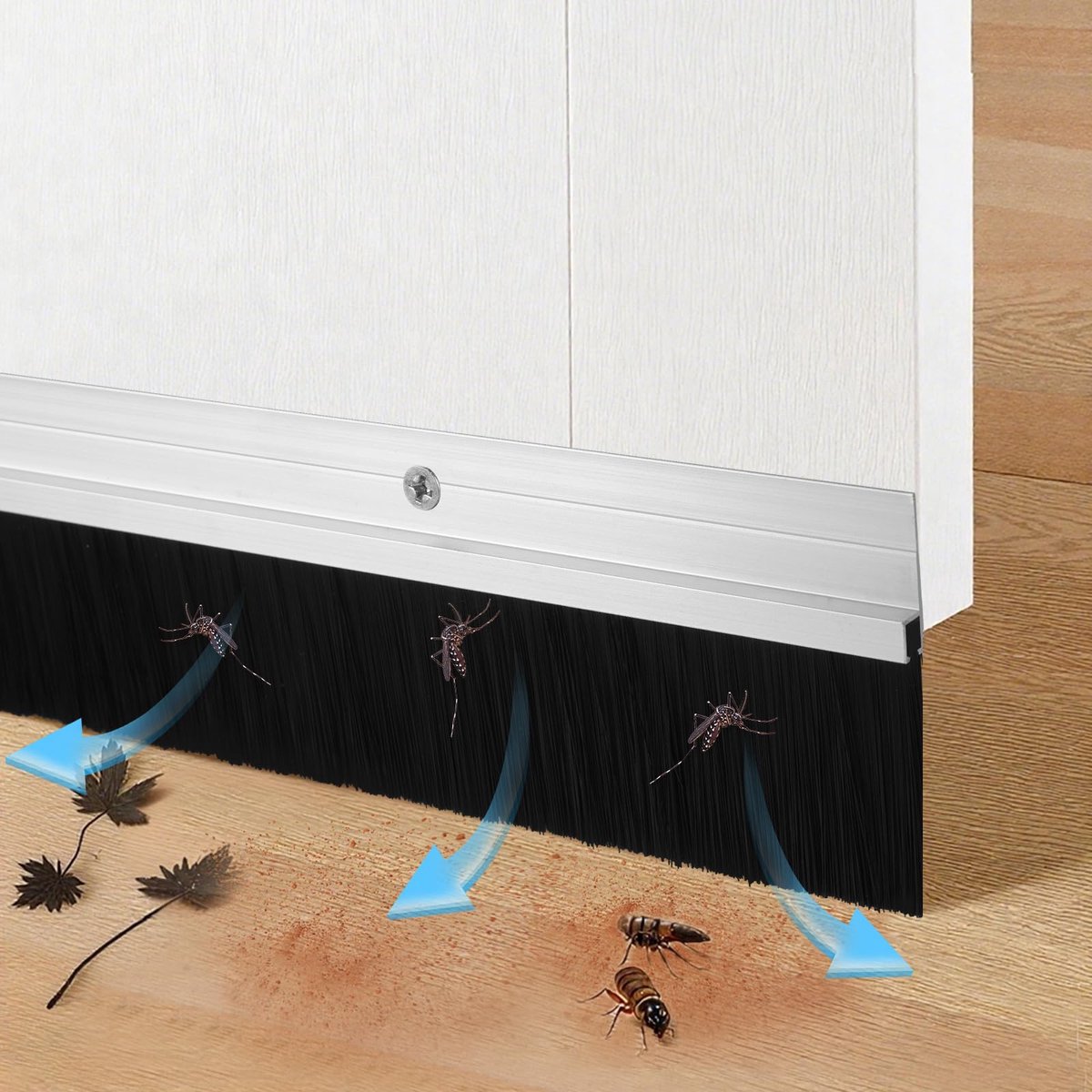SnelShoppen - 7 sets zwarte deurborstel veegafdichting 3,5 cm voor garage en buitendeuren - Oprolbare duurzame montage - Ideaal voor schuur, tuin, en