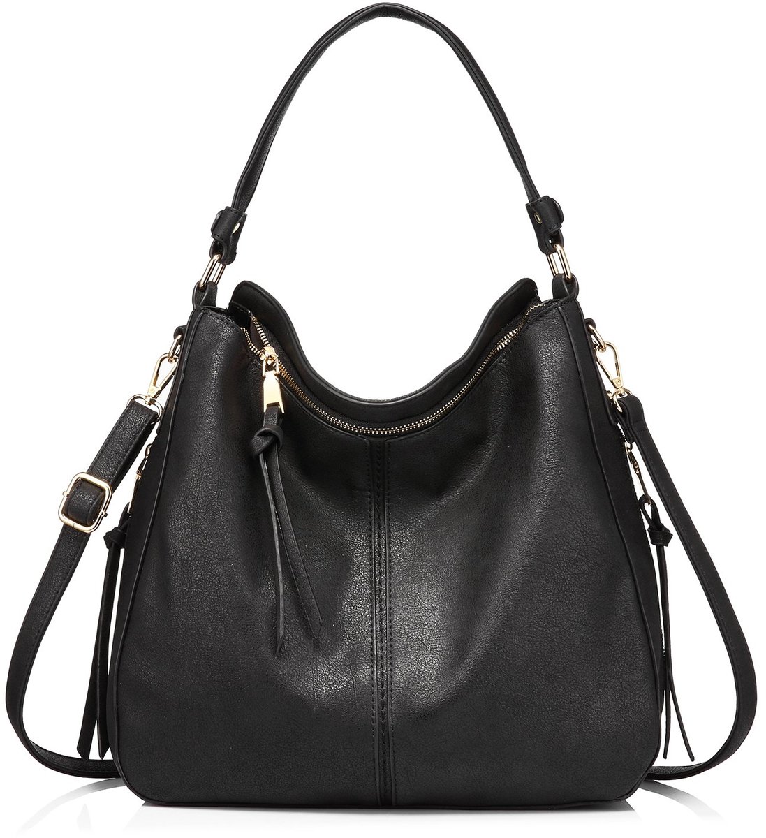 SnelShoppen - Modieuze Realer Handtas voor Dames, Middelgrote Shopper Tas, PU-Leren Schoudertas, Crossbody Tas, Vintage Hobo Bag voor Kantoor, Werk, W