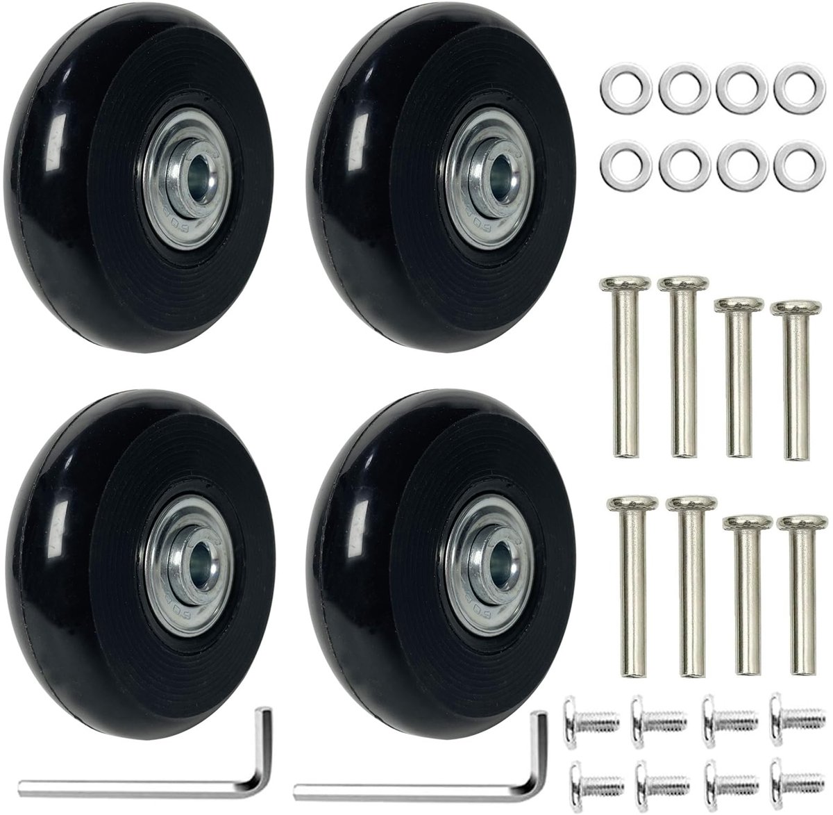Dailygoods - Set van 4 Rubber Vervangingswielen voor Koffers - Universele Wielmaat 50 x 18 mm