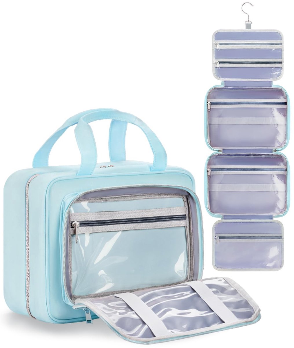 Dailygoods - Waterdichte Make-up Toilettas - Blauwe Reis Organizer met Hangfunctie