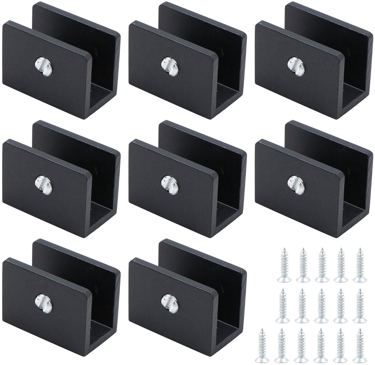Dailygoods - Glasklemmen voor Platte Oppervlakken - 8-10 mm (Zwart)