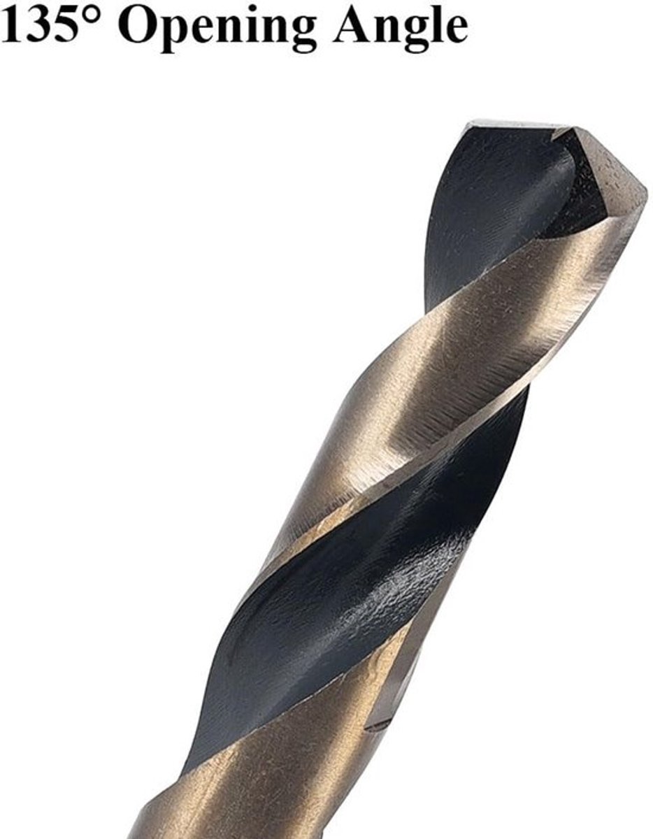 Spiraalboor HSS-Co 25/32 inch - Platte Schacht 1/2 inch - Snijhoek 135° - Geschikt voor Hout/PVC/Metaal - Slijtvast en Slagvast - Boor