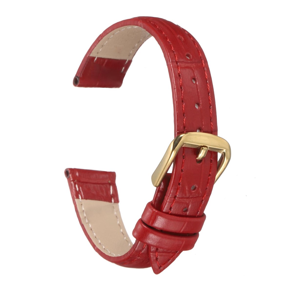 Dailygoods - Leer Horlogeband 14mm - Vervangende Band voor Mannen en Vrouwen in Rood Goud