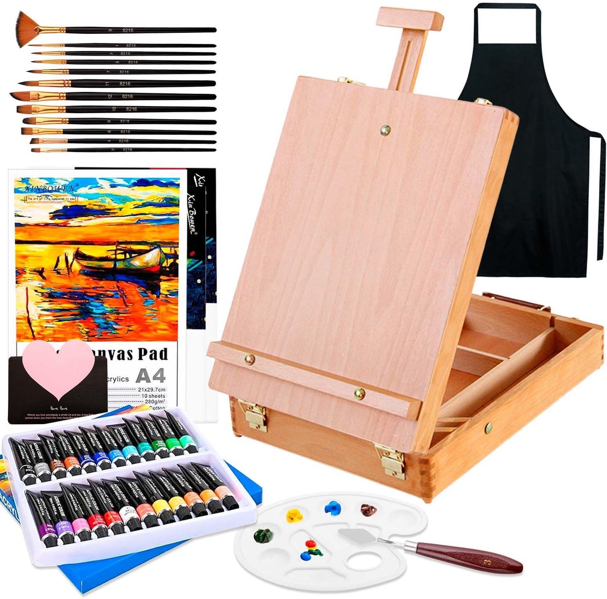 Dailygoods - Schilderset - 44 Stuks, Compleet met Verf, Penselen en Canvas