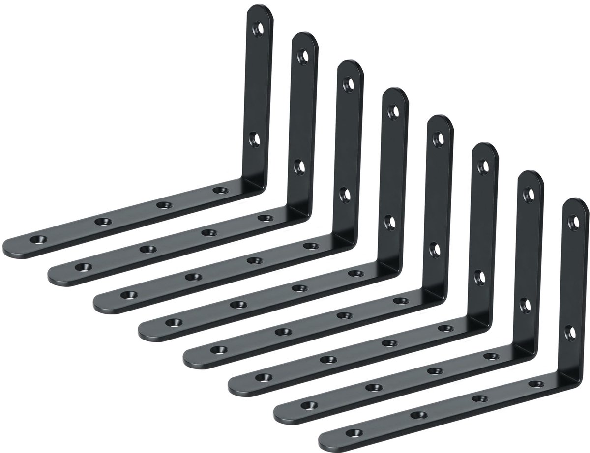 Dailygoods - 8st Plank Beugel - Mat Zwart Roestvrij Staal