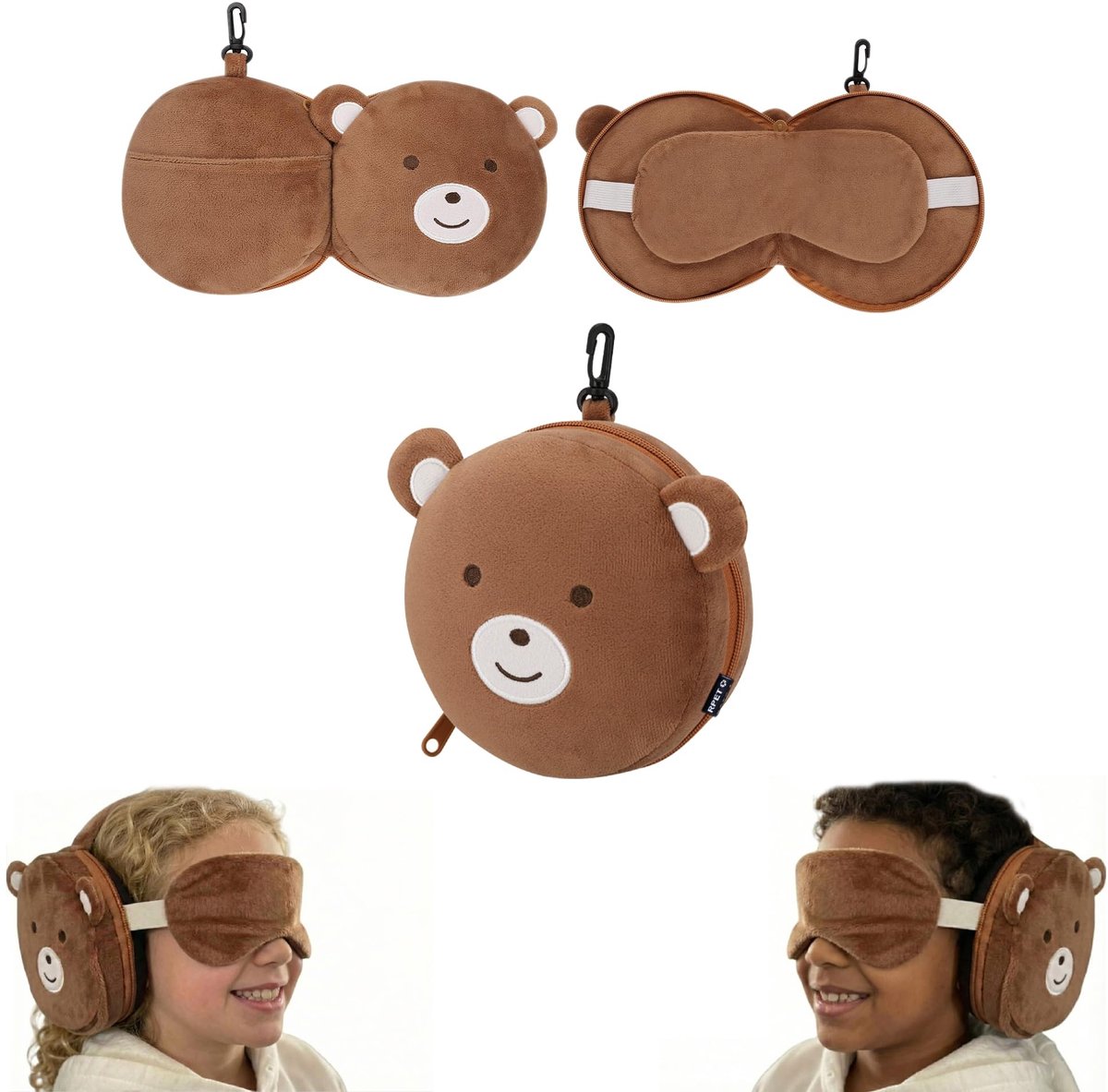 Dailygoods - Reis Kussen voor Kinderen - Zacht en Ergonomisch Nek Kussen met Bear Design