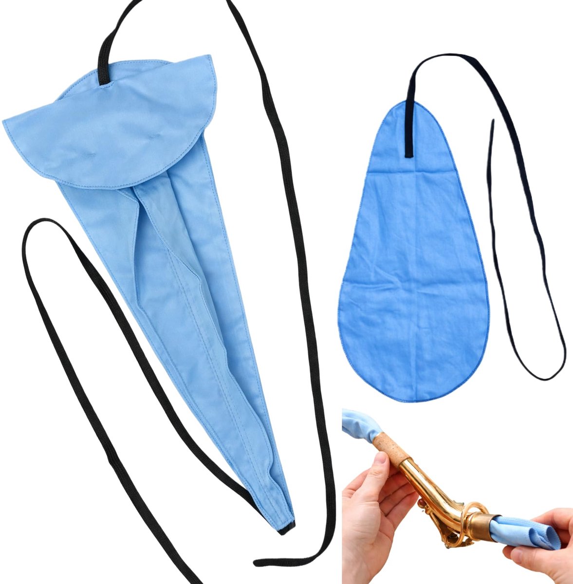 Dailygoods - 2 Stuks Saxfoon Onderhoudsset - Reinigingsdoekjes met Trekkoord