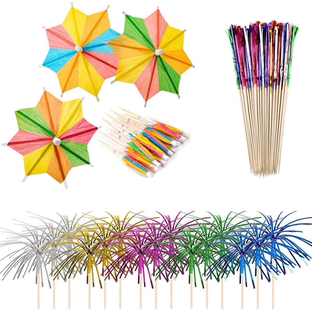 Dailygoods - Cocktail Decoratie Set - 60 Stuks met Papieren Parapluutjes