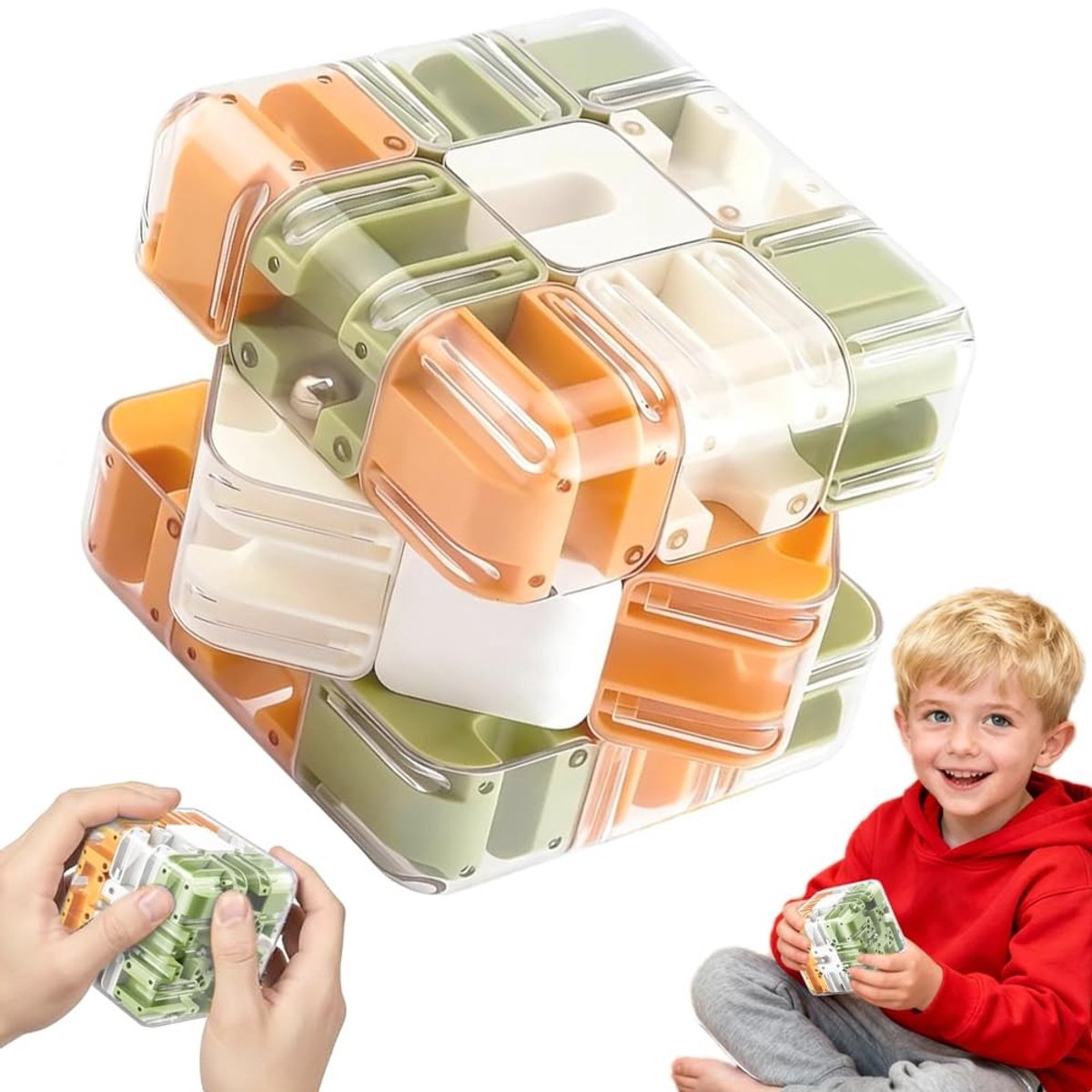 Dailygoods- Doolhofpuzzel Uniek ontwerp - 3D Puzzel - Doolhof Kubus - Zintuiglijk Speelgoed - Duurzaam Kunststof - Verbeter logisch denken - Puzzelkubus