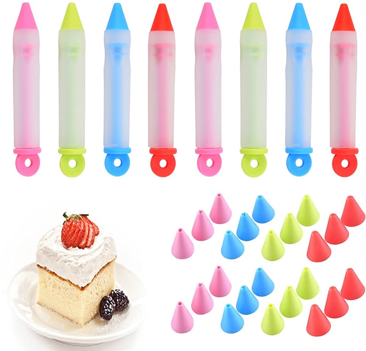 Dailygoods - 8-delige Silicone Schrijfpen Set voor Voedsel - Decoratie Gereedschap voor Taarten en Desserts