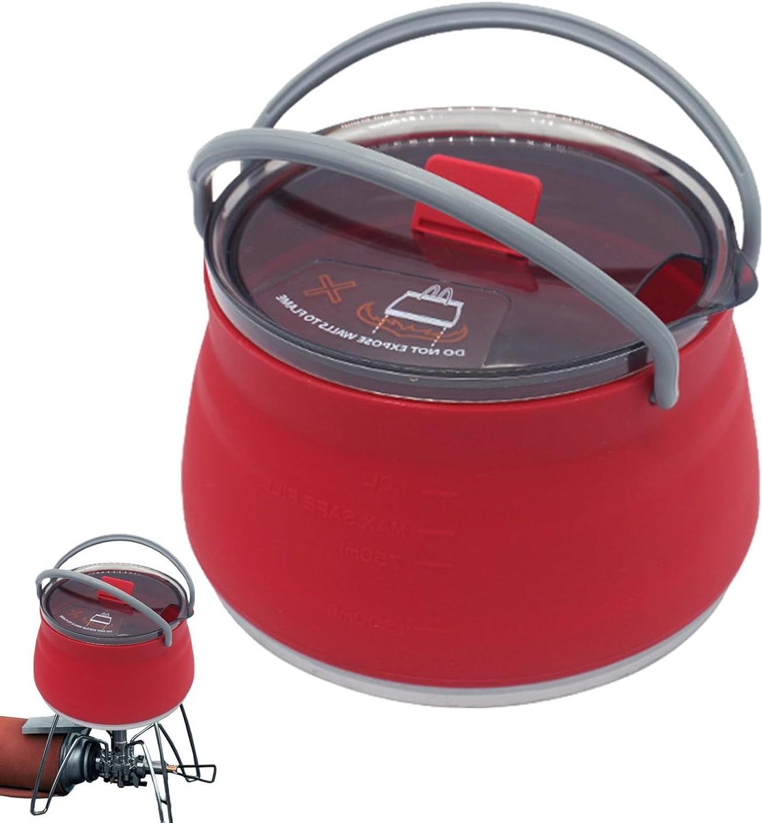 Opvouwbare Waterkoker - Reisketel Theeketel - Kamperen en Reizen - Compact en Draagbaar - 5D x 16B x 5H cm