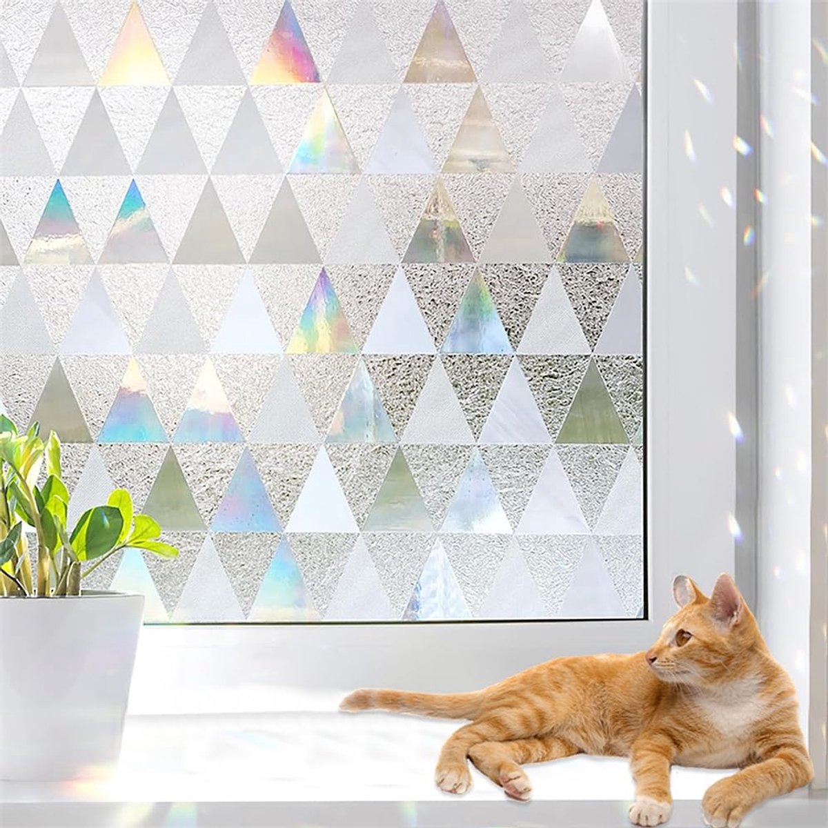 Dailygoods - Raamfolie met Driehoekig Patroon en UV-Bescherming, 60 x 200 cm