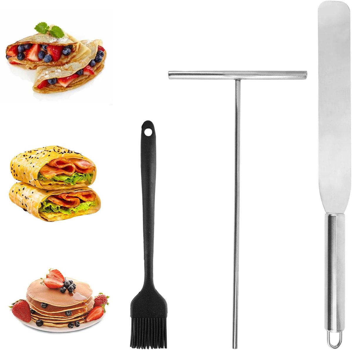 Dailygoods - 3 Stuks Roestvrij Staal Crêpegereedschap Set voor Pannenkoeken