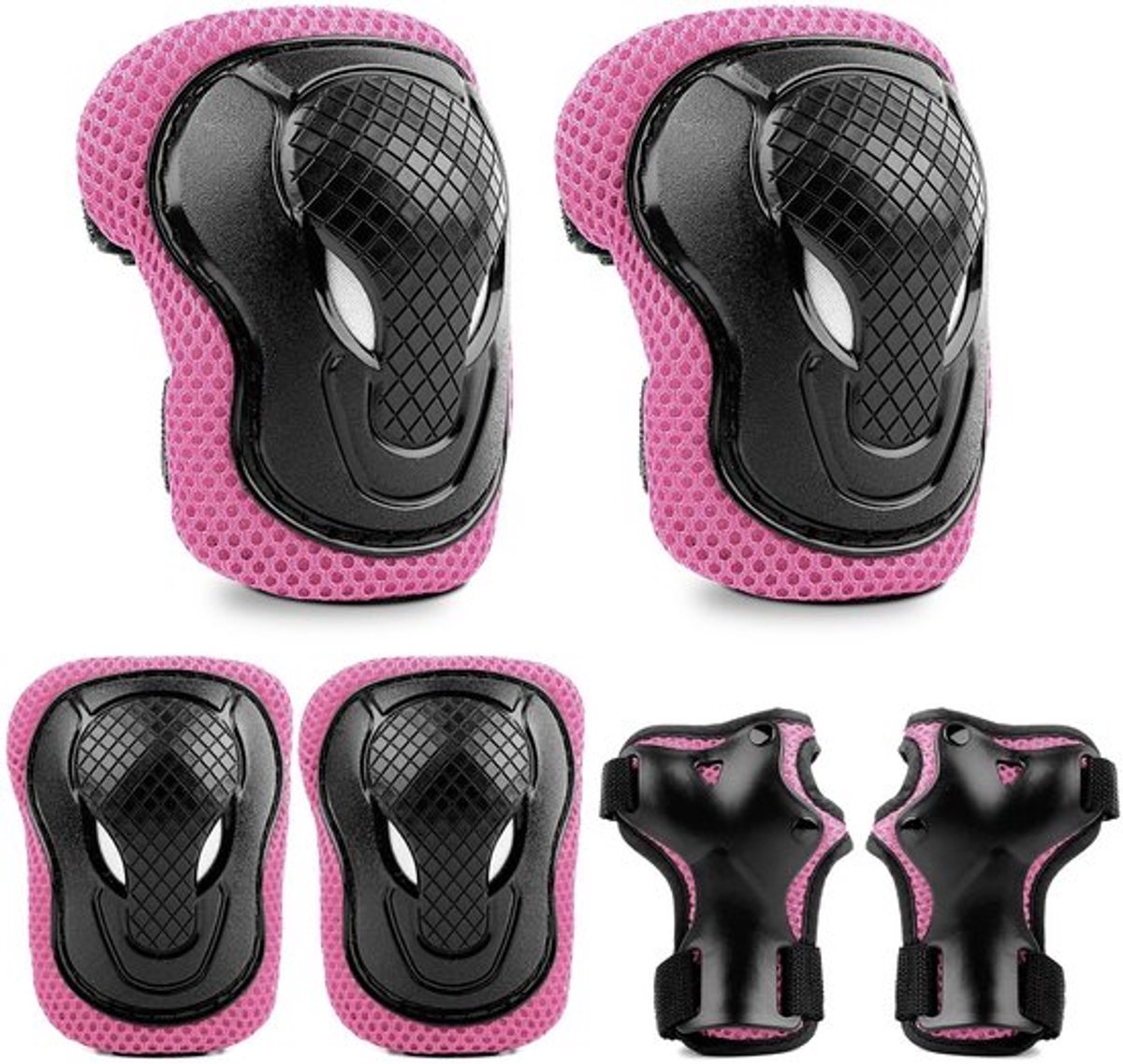 Knie- en Elleboogbeschermers Set - 6 Stuks - Verstelbare Skatebeschermers - Polsbeschermers - Geschikt voor Kinderen - Duurzaam EVA-Materiaal - Beschermset