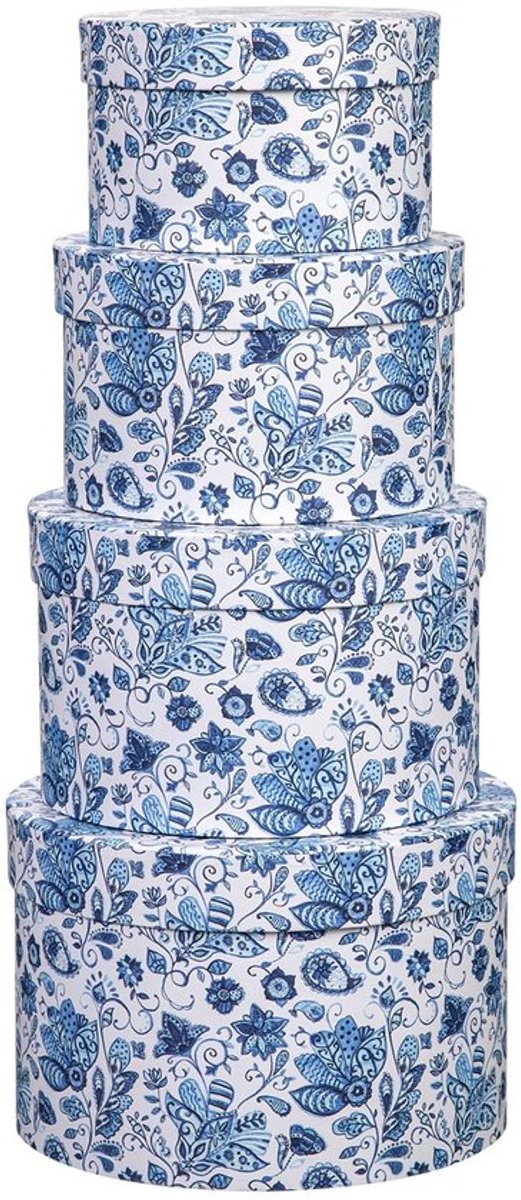 Set van 4 opbergdozen met deksel, rond, geschenkdoos, karton, bloemenbox, opbergdozen, geschenkdoos, karton, sieradendoos, geschenkdoos, verjaardag, moederdagcadeau, verpakking voor bloemen