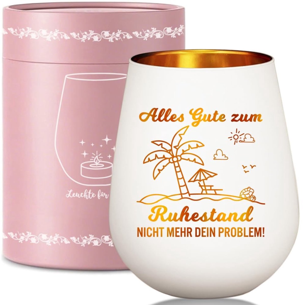Dailygoods- Theelichthouder Glas - Pensioenwindlicht - Cadeau voor Collega - Afscheidscadeau - Geschenkdoos - Voor Vriendin - Lichtje