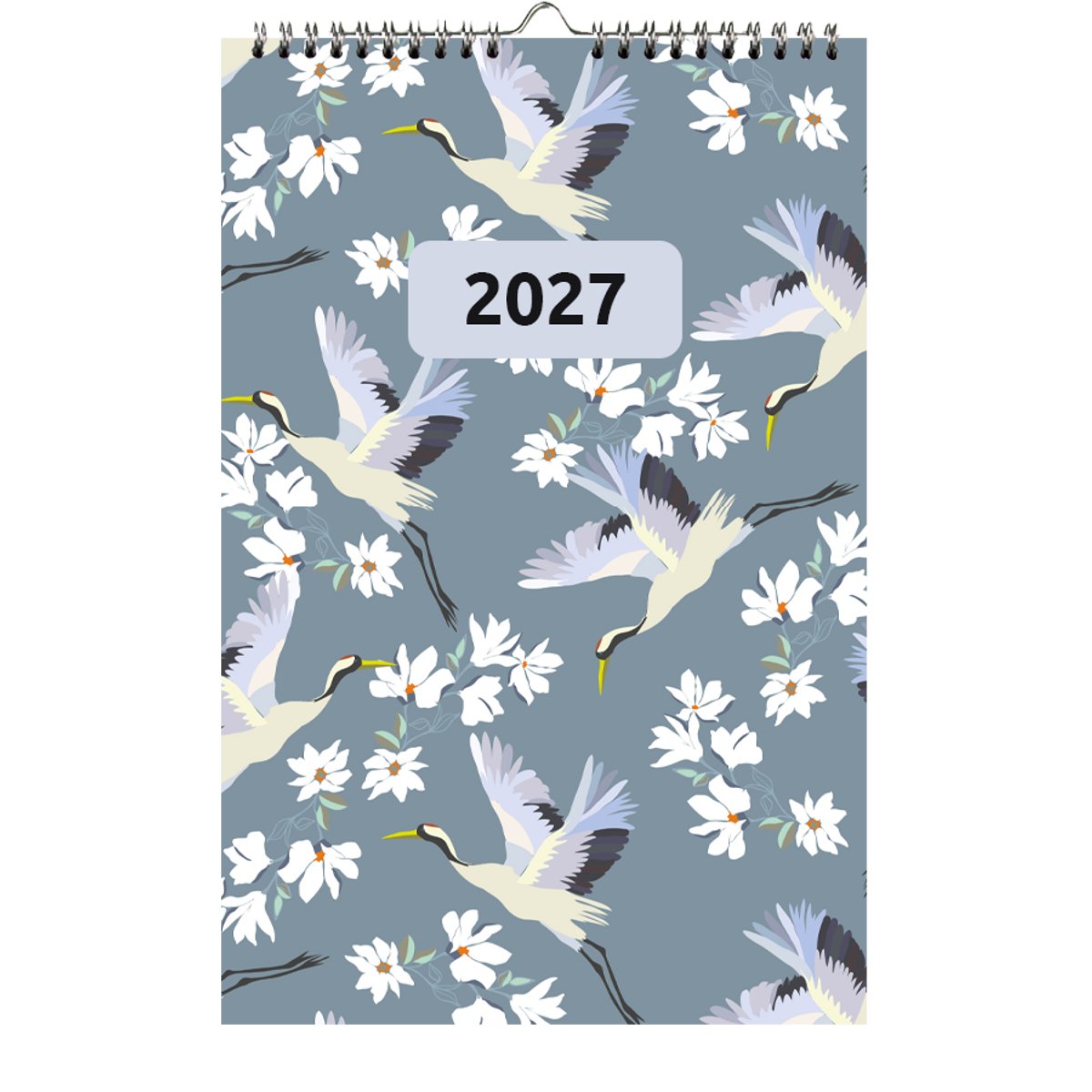 Castelli - weekkalender 2027 - ringband - week per pagina - formaat A5 - wire-o gebonden - dekblad Kraanvogels