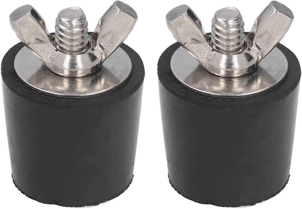 Rubberen Zwembadpluggen - Pijppluggen Winter - Zwembad Winterklaar Maken - Roestvrijstalen Inzetstuk - 25 mm - Zwart