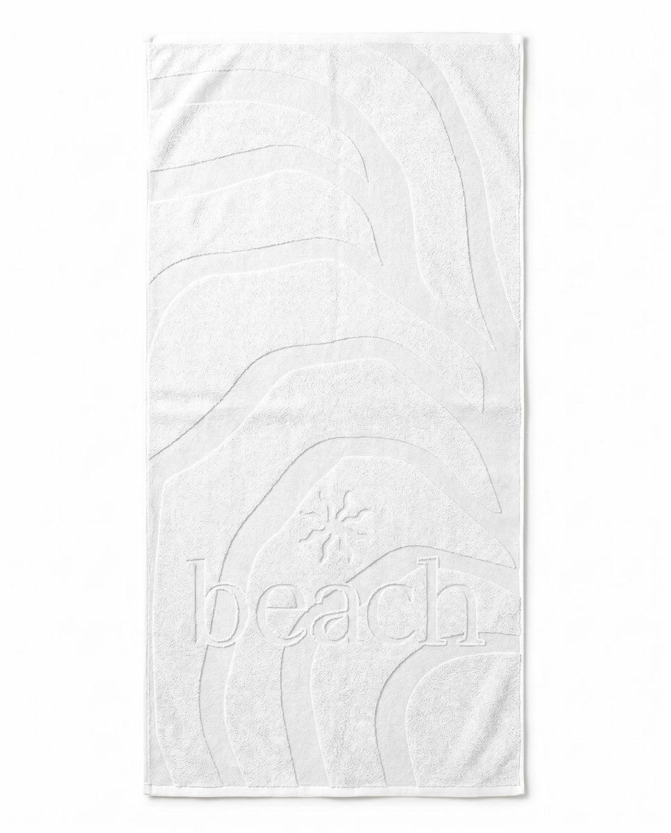 Zohome Strandlaken Lazy Beach - 100x200 cm - 100% Katoen - White - Badlaken - Strandlaken - Strandhanddoek