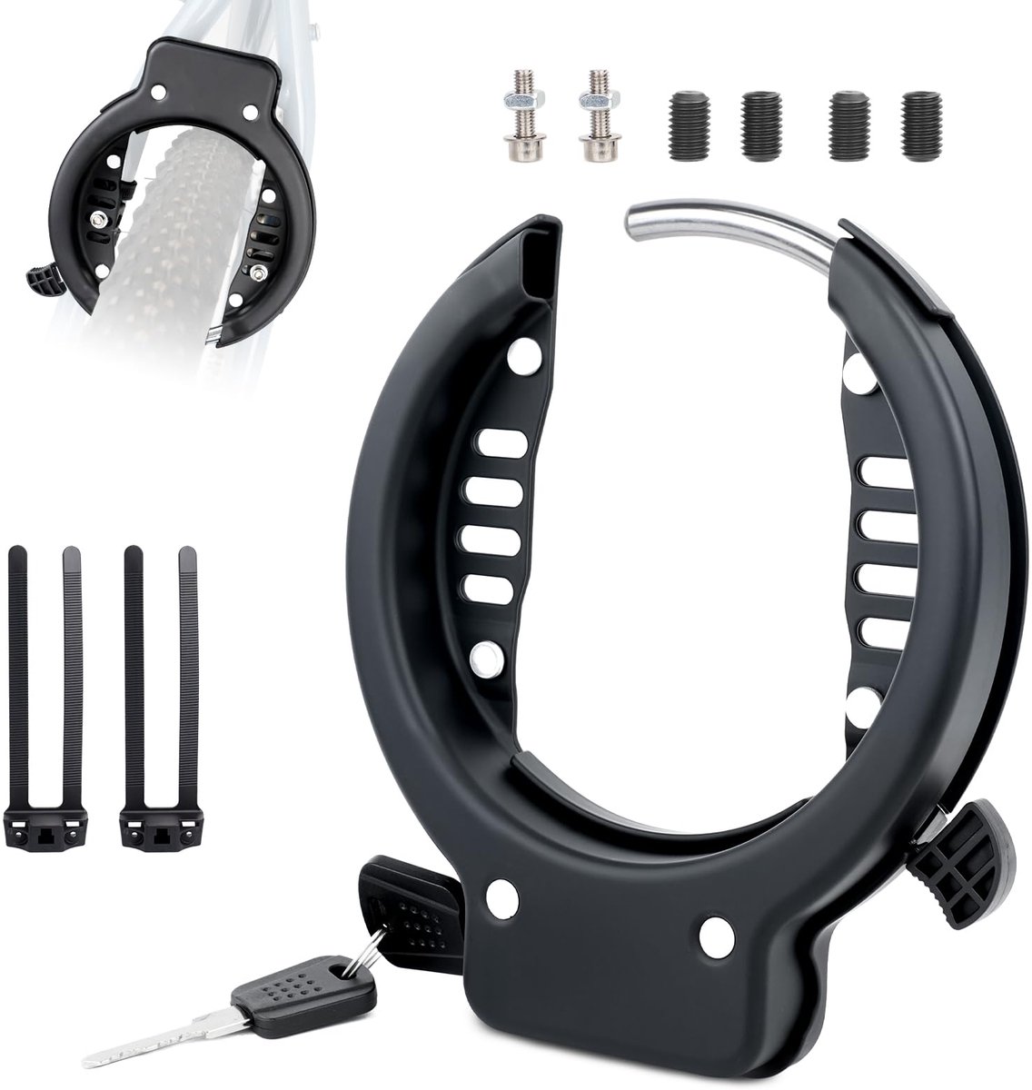 SnelShoppen - Fietsslot 65 mm Doorloopbreedte, Ringframeslot, Diefstalbeveiliging, Veiligheidsslot voor Fiets, Hoogwaardige Kwaliteit, Ideaal voor Sta