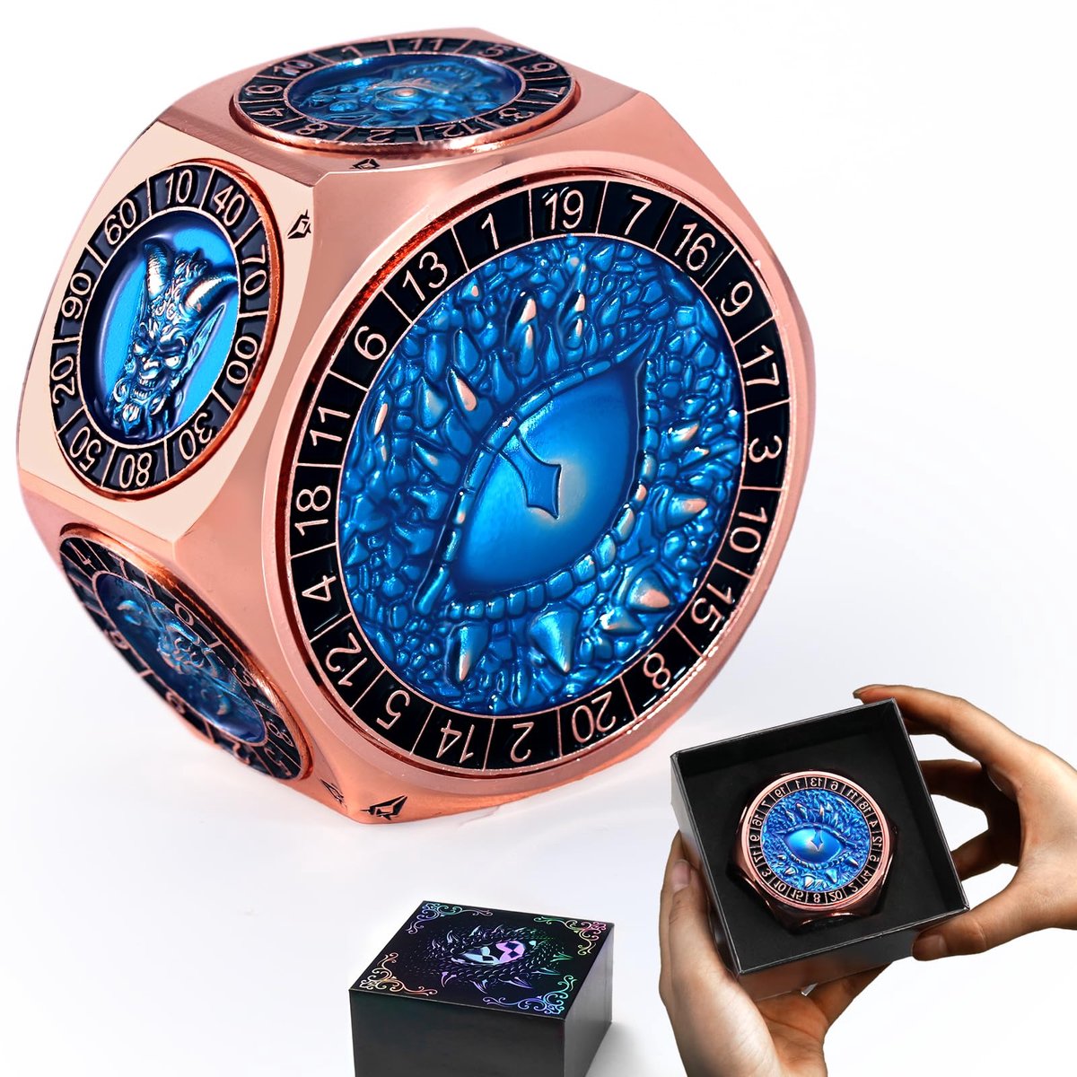 SnelShoppen - 8-in-1 DND Dobbelstenen Set, Metalen Spinner Dobbelstenen, Twee D20, 3D Monsters, Ideaal voor Rollenspellen, Dungeons en Dragons, Cadeau