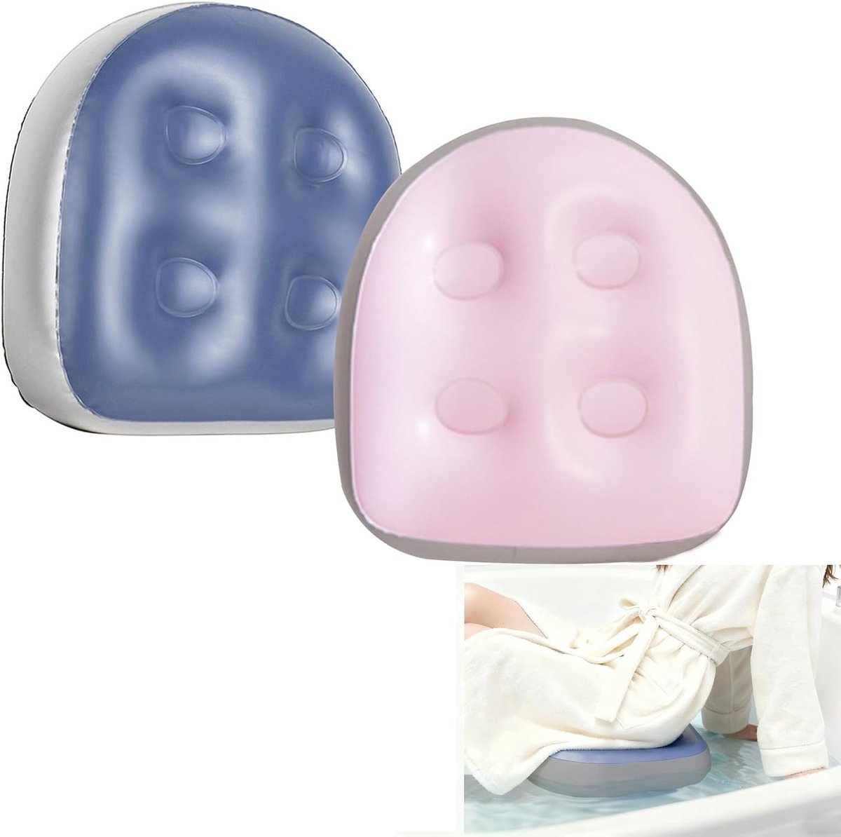 SnelShoppen - Opblaasbare Stoelverhoger 2 Stuks - Antislip Badkussen met Zuignappen - Verstelbaar Bubbelbad Zitkussen - Duurzaam PVC voor Spa's, Bubbe
