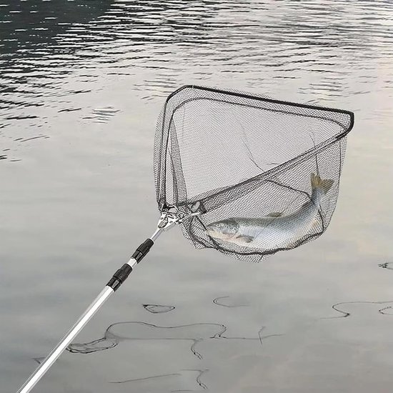 Telescopisch Visnet - Vangnet Opvouwbaar - Vissen Vangen - Verstelbare Handgreep - 42 x 24 cm - Zilver — afbeelding 4
