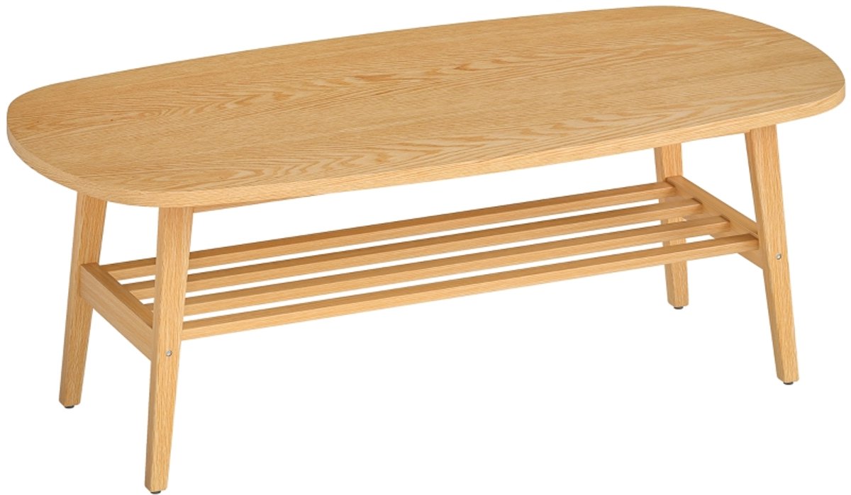 STILVORA Salontafel - Ovale Koffietafel Met Open Opbergvak - Voor Woonkamer En Slaapkamer - Hout - 120x60x42 Cm - Natuurlijk