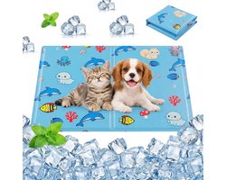 SnelShoppen - Qoosea Koelmat voor Honden en Katten, Zelfkoelende Koelmat voor Huisdieren, Opvouwbare Koudgelpad, Dierenprint 30 x 40 cm, Ideaal voor T