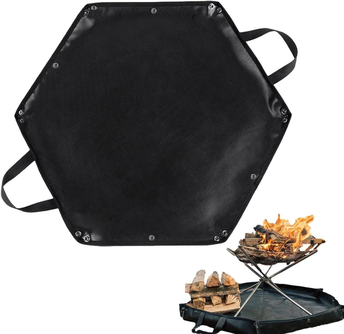 Vuurvaste Campingmat - Brandwerende Mat Grill - Terras Beschermen - Dubbelzijdig Siliconen - 104 x 92 cm - Zwart