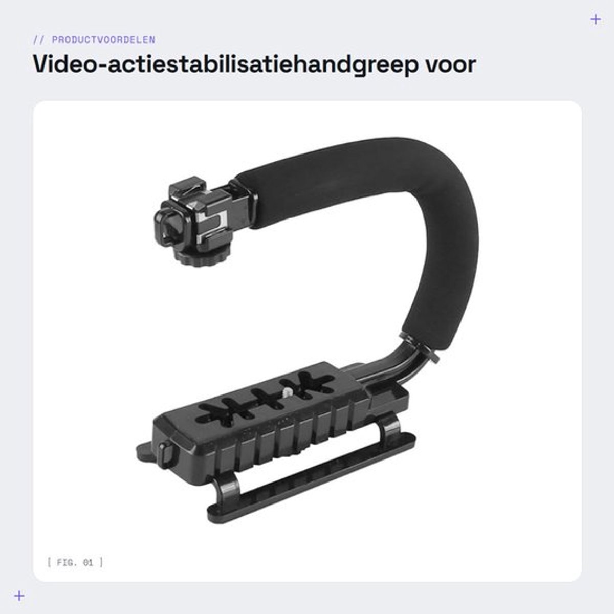 Stabilisator met antislip schuimgreep - Video-opnamestabilisator - Flitsschoen - Stevige handgreep - Geschikt voor DSLR-camera's - Ideaal voor extreme sporten - Videostabilisator