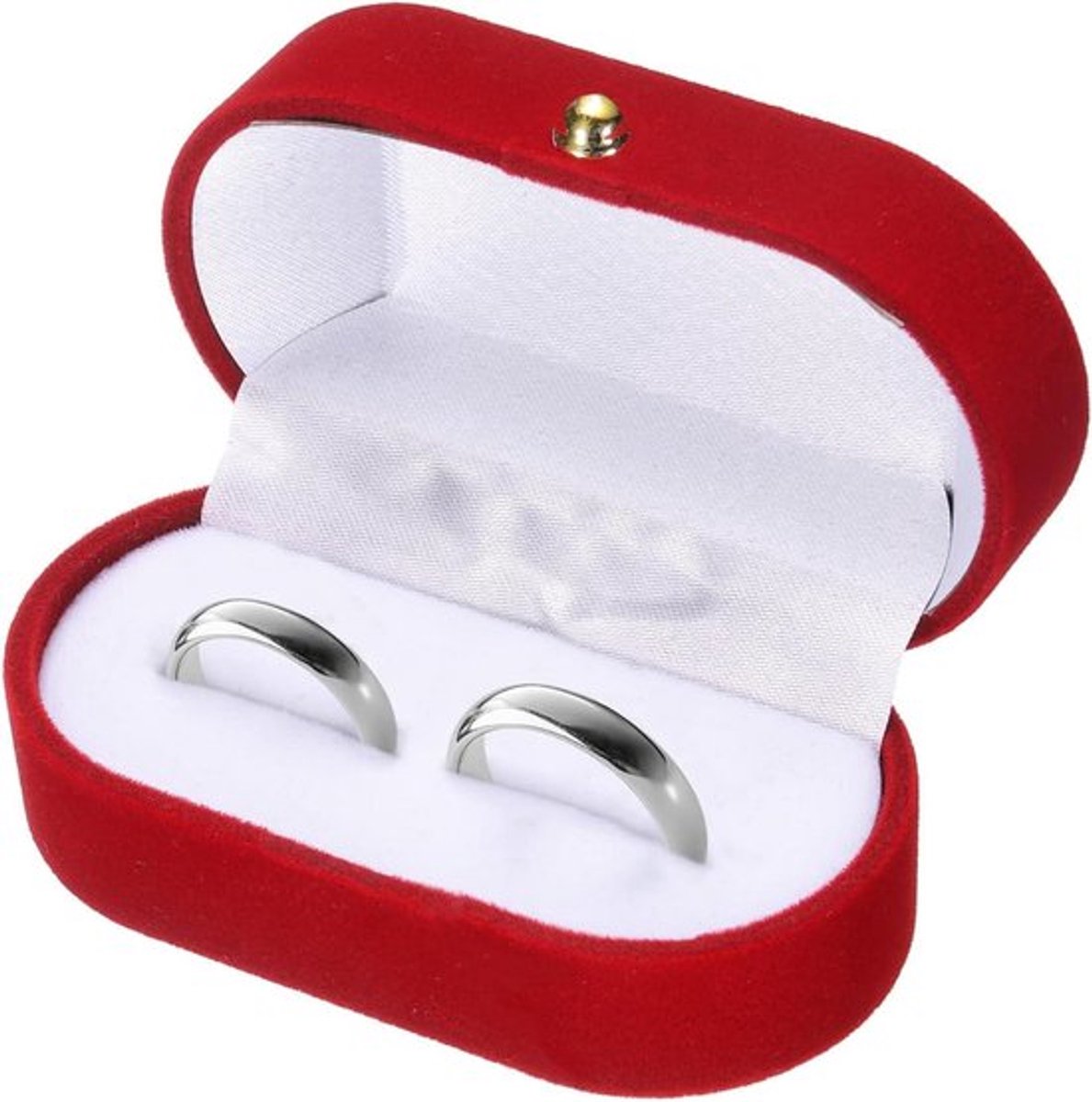 Fluwelen ringdoos voor reizen en opbergen van sieraden - Mini ringhouder - Sieradenorganizer - Rood - Huwelijksaanzoek - Verloving