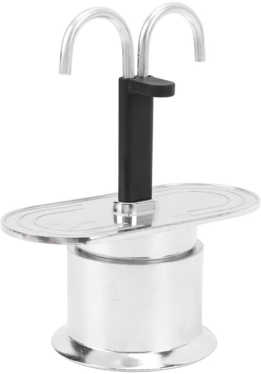 Koffiezetapparaat Dubbele Buis - Koffiepot met Dubbele Kop - Draagbaar - Aluminium - Compact - Eenvoudig te Wassen