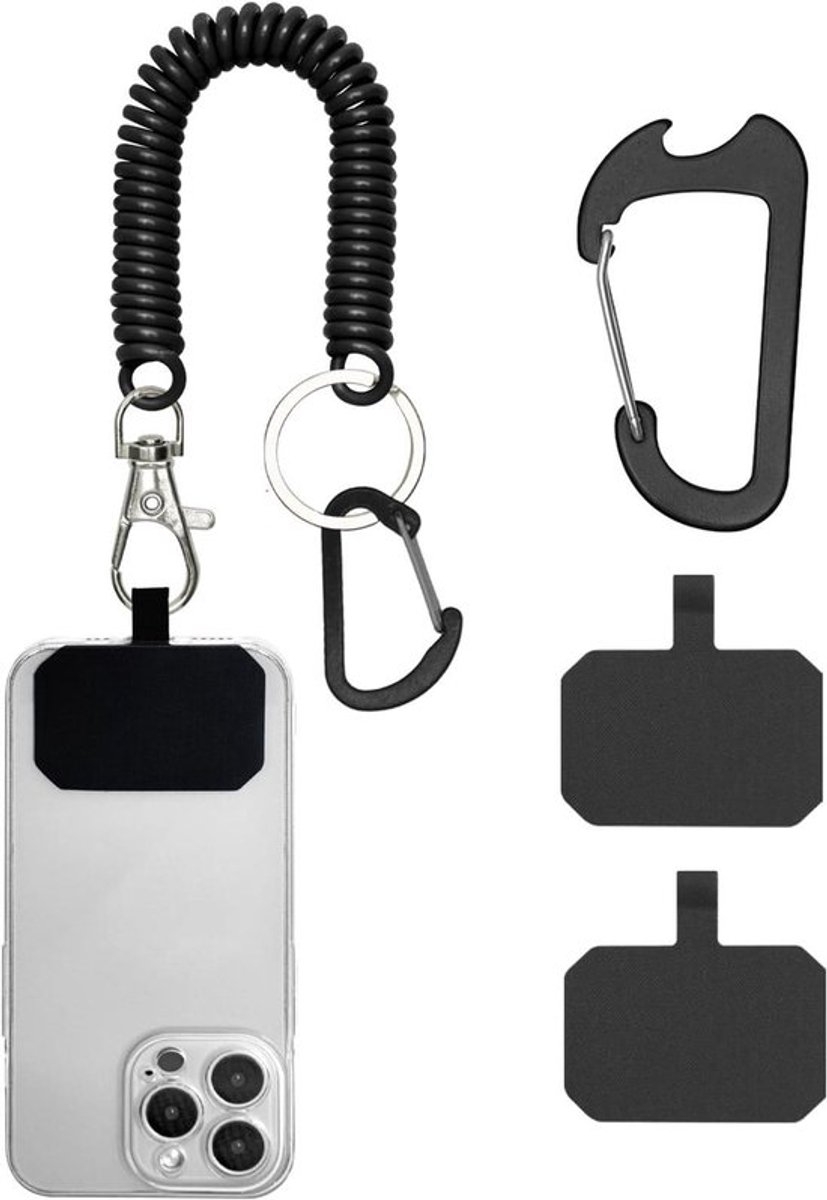 Mobiele Telefoon Ether Lussen 2 Stuks Anti-Diefstal Karabijnhaak Veilige Grip Outdoor Zwart