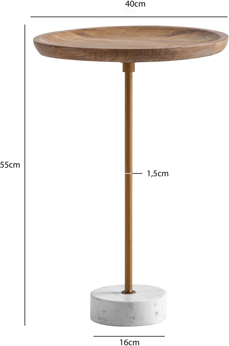 Sky Style Alto Ronde Bijzettafel Mango Hout / Marmer