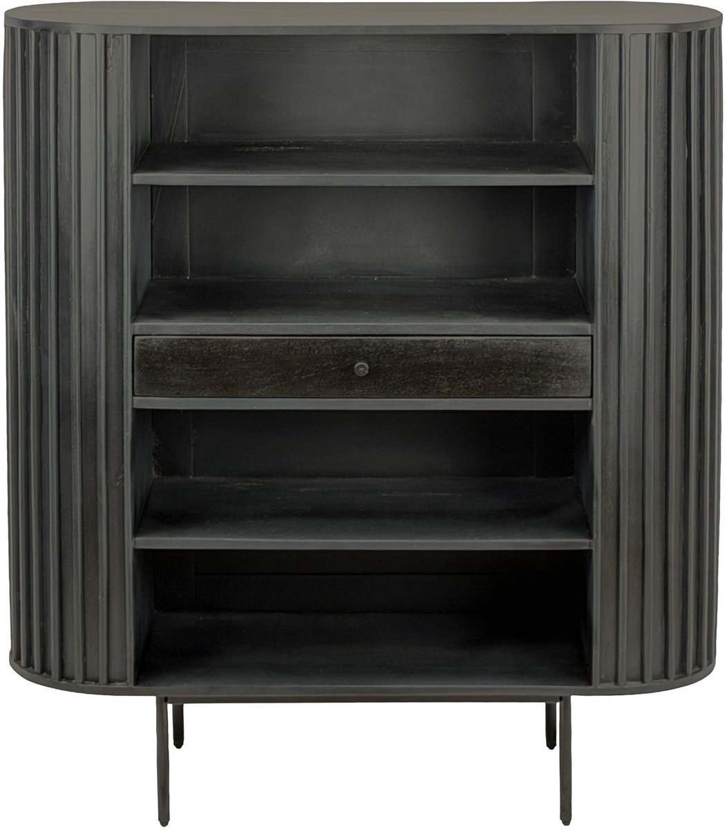 Boekenkast mangowood zwart 122 cm hoog