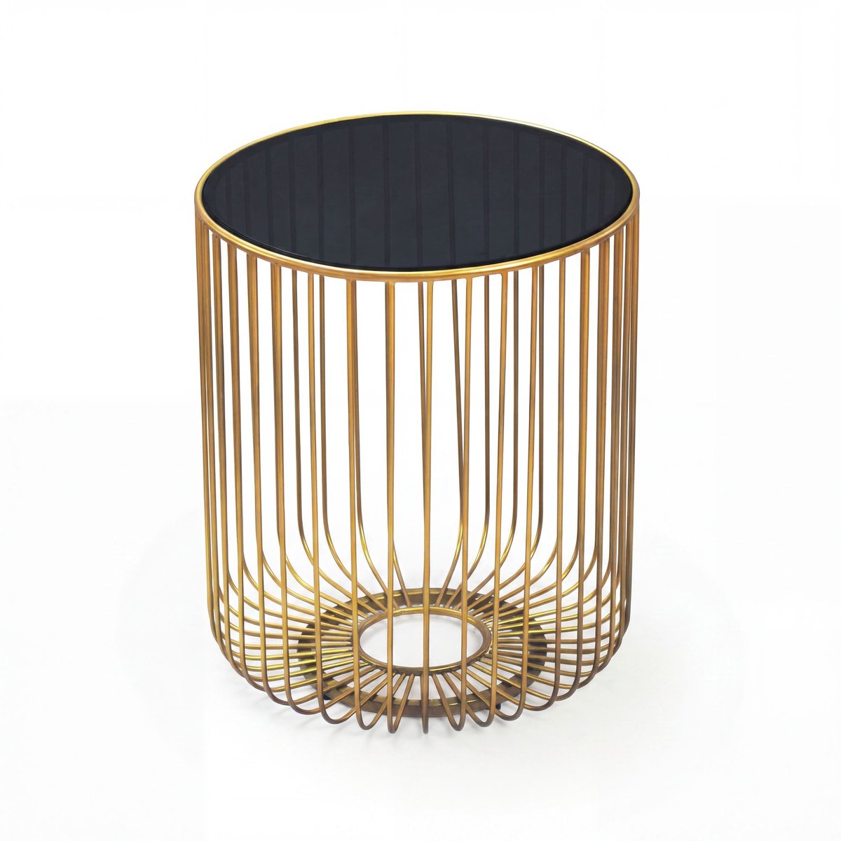 Bijzettafel glas metaal goud rond 40 cm - WL7.508